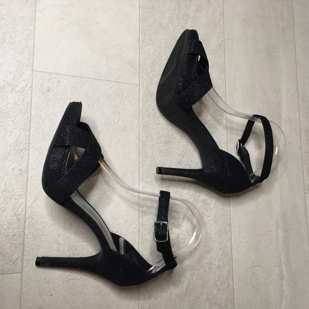 Fioni Heels Sz 7.5 Black Glitter Sparkly Stilettos - Picture 5 of 8